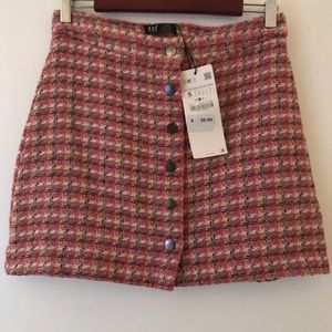 Zara pink tweed mini skirt